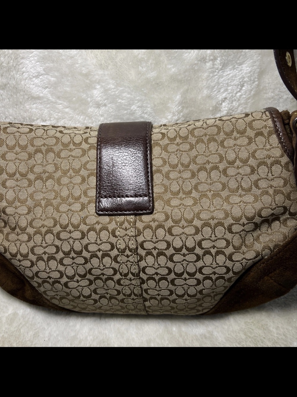 Rare Vintage Coach Soho Y2K Signature Shoulder Bag Brown Canvas & Suede 6818 - Picture 7 of 9